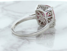Load image into Gallery viewer, 2.79ct Cushion Pink Sapphire Ring with Diamond Halo in 18K White Gold