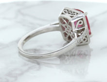 Load image into Gallery viewer, 2.79ct Cushion Pink Sapphire Ring with Diamond Halo in 18K White Gold