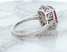 Load image into Gallery viewer, 2.79ct Cushion Pink Sapphire Ring with Diamond Halo in 18K White Gold