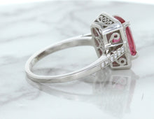 Load image into Gallery viewer, 2.79ct Cushion Pink Sapphire Ring with Diamond Halo in 18K White Gold
