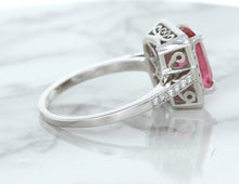 Load image into Gallery viewer, 2.79ct Cushion Pink Sapphire Ring with Diamond Halo in 18K White Gold