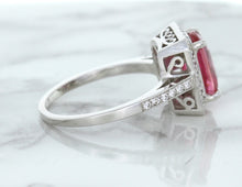 Load image into Gallery viewer, 2.79ct Cushion Pink Sapphire Ring with Diamond Halo in 18K White Gold