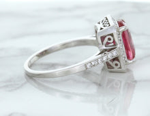 Load image into Gallery viewer, 2.79ct Cushion Pink Sapphire Ring with Diamond Halo in 18K White Gold