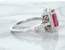 Load image into Gallery viewer, 2.79ct Cushion Pink Sapphire Ring with Diamond Halo in 18K White Gold