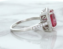 Load image into Gallery viewer, 2.79ct Cushion Pink Sapphire Ring with Diamond Halo in 18K White Gold