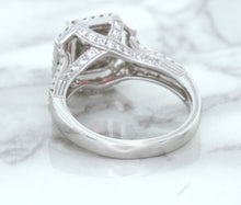 Load image into Gallery viewer, 1.50ct Princess Pink Sapphire Ring with Double Diamond Halo in 14K White Gold