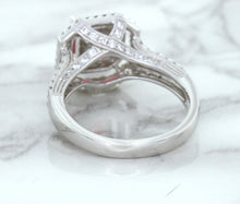 Load image into Gallery viewer, 1.50ct Princess Pink Sapphire Ring with Double Diamond Halo in 14K White Gold