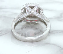 Load image into Gallery viewer, 1.50ct Princess Pink Sapphire Ring with Double Diamond Halo in 14K White Gold