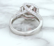 Load image into Gallery viewer, 1.50ct Princess Pink Sapphire Ring with Double Diamond Halo in 14K White Gold