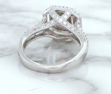 Load image into Gallery viewer, 1.50ct Princess Pink Sapphire Ring with Double Diamond Halo in 14K White Gold