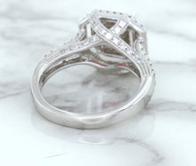 Load image into Gallery viewer, 1.50ct Princess Pink Sapphire Ring with Double Diamond Halo in 14K White Gold