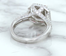 Load image into Gallery viewer, 1.50ct Princess Pink Sapphire Ring with Double Diamond Halo in 14K White Gold