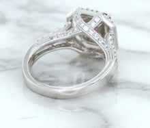 Load image into Gallery viewer, 1.50ct Princess Pink Sapphire Ring with Double Diamond Halo in 14K White Gold