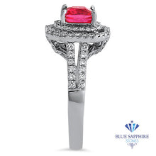Load image into Gallery viewer, 1.50ct Princess Pink Sapphire Ring with Double Diamond Halo in 14K White Gold