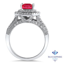 Load image into Gallery viewer, 1.50ct Princess Pink Sapphire Ring with Double Diamond Halo in 14K White Gold