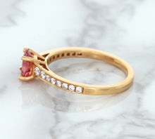 Load image into Gallery viewer, 0.80ct Oval Padparadscha Ring with Diamond Accents in 18K Rose Gold