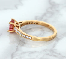 Load image into Gallery viewer, 0.80ct Oval Padparadscha Ring with Diamond Accents in 18K Rose Gold
