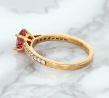 Load image into Gallery viewer, 0.80ct Oval Padparadscha Ring with Diamond Accents in 18K Rose Gold