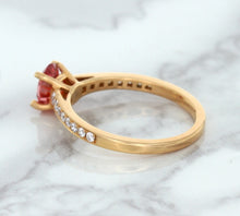 Load image into Gallery viewer, 0.80ct Oval Padparadscha Ring with Diamond Accents in 18K Rose Gold