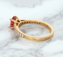 Load image into Gallery viewer, 0.80ct Oval Padparadscha Ring with Diamond Accents in 18K Rose Gold