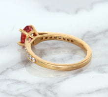 Load image into Gallery viewer, 0.80ct Oval Padparadscha Ring with Diamond Accents in 18K Rose Gold