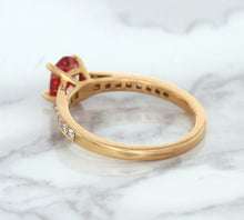 Load image into Gallery viewer, 0.80ct Oval Padparadscha Ring with Diamond Accents in 18K Rose Gold