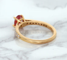 Load image into Gallery viewer, 0.80ct Oval Padparadscha Ring with Diamond Accents in 18K Rose Gold