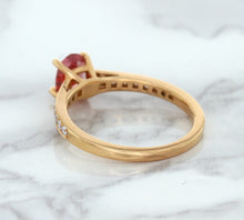 Load image into Gallery viewer, 0.80ct Oval Padparadscha Ring with Diamond Accents in 18K Rose Gold