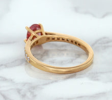 Load image into Gallery viewer, 0.80ct Oval Padparadscha Ring with Diamond Accents in 18K Rose Gold