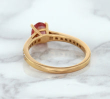 Load image into Gallery viewer, 0.80ct Oval Padparadscha Ring with Diamond Accents in 18K Rose Gold