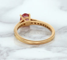Load image into Gallery viewer, 0.80ct Oval Padparadscha Ring with Diamond Accents in 18K Rose Gold