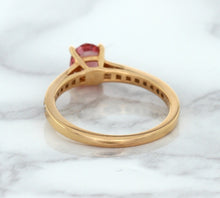 Load image into Gallery viewer, 0.80ct Oval Padparadscha Ring with Diamond Accents in 18K Rose Gold