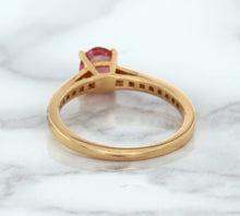 Load image into Gallery viewer, 0.80ct Oval Padparadscha Ring with Diamond Accents in 18K Rose Gold