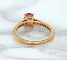 Load image into Gallery viewer, 0.80ct Oval Padparadscha Ring with Diamond Accents in 18K Rose Gold