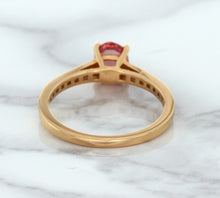 Load image into Gallery viewer, 0.80ct Oval Padparadscha Ring with Diamond Accents in 18K Rose Gold