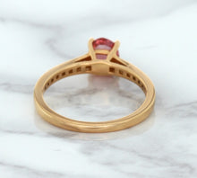 Load image into Gallery viewer, 0.80ct Oval Padparadscha Ring with Diamond Accents in 18K Rose Gold