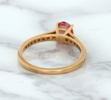 Load image into Gallery viewer, 0.80ct Oval Padparadscha Ring with Diamond Accents in 18K Rose Gold