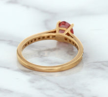Load image into Gallery viewer, 0.80ct Oval Padparadscha Ring with Diamond Accents in 18K Rose Gold