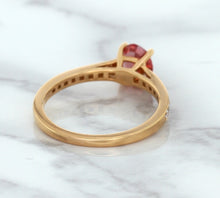 Load image into Gallery viewer, 0.80ct Oval Padparadscha Ring with Diamond Accents in 18K Rose Gold