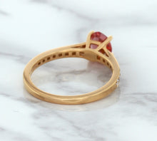 Load image into Gallery viewer, 0.80ct Oval Padparadscha Ring with Diamond Accents in 18K Rose Gold