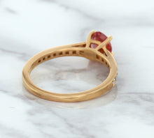 Load image into Gallery viewer, 0.80ct Oval Padparadscha Ring with Diamond Accents in 18K Rose Gold