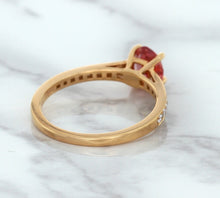 Load image into Gallery viewer, 0.80ct Oval Padparadscha Ring with Diamond Accents in 18K Rose Gold