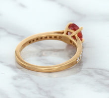 Load image into Gallery viewer, 0.80ct Oval Padparadscha Ring with Diamond Accents in 18K Rose Gold