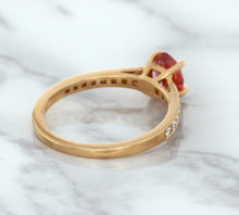Load image into Gallery viewer, 0.80ct Oval Padparadscha Ring with Diamond Accents in 18K Rose Gold