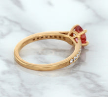 Load image into Gallery viewer, 0.80ct Oval Padparadscha Ring with Diamond Accents in 18K Rose Gold