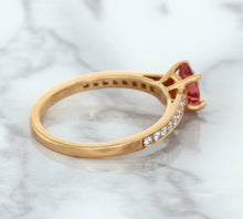 Load image into Gallery viewer, 0.80ct Oval Padparadscha Ring with Diamond Accents in 18K Rose Gold