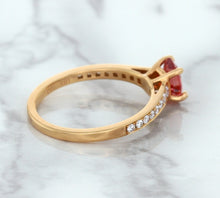 Load image into Gallery viewer, 0.80ct Oval Padparadscha Ring with Diamond Accents in 18K Rose Gold