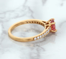 Load image into Gallery viewer, 0.80ct Oval Padparadscha Ring with Diamond Accents in 18K Rose Gold