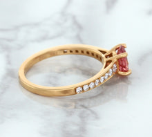 Load image into Gallery viewer, 0.80ct Oval Padparadscha Ring with Diamond Accents in 18K Rose Gold