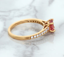Load image into Gallery viewer, 0.80ct Oval Padparadscha Ring with Diamond Accents in 18K Rose Gold